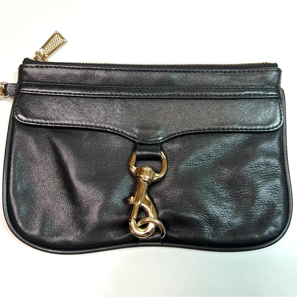 Rebecca Minkoff Skinny Mac Black Leather Clutch Wristlet - Picture 3 of 12